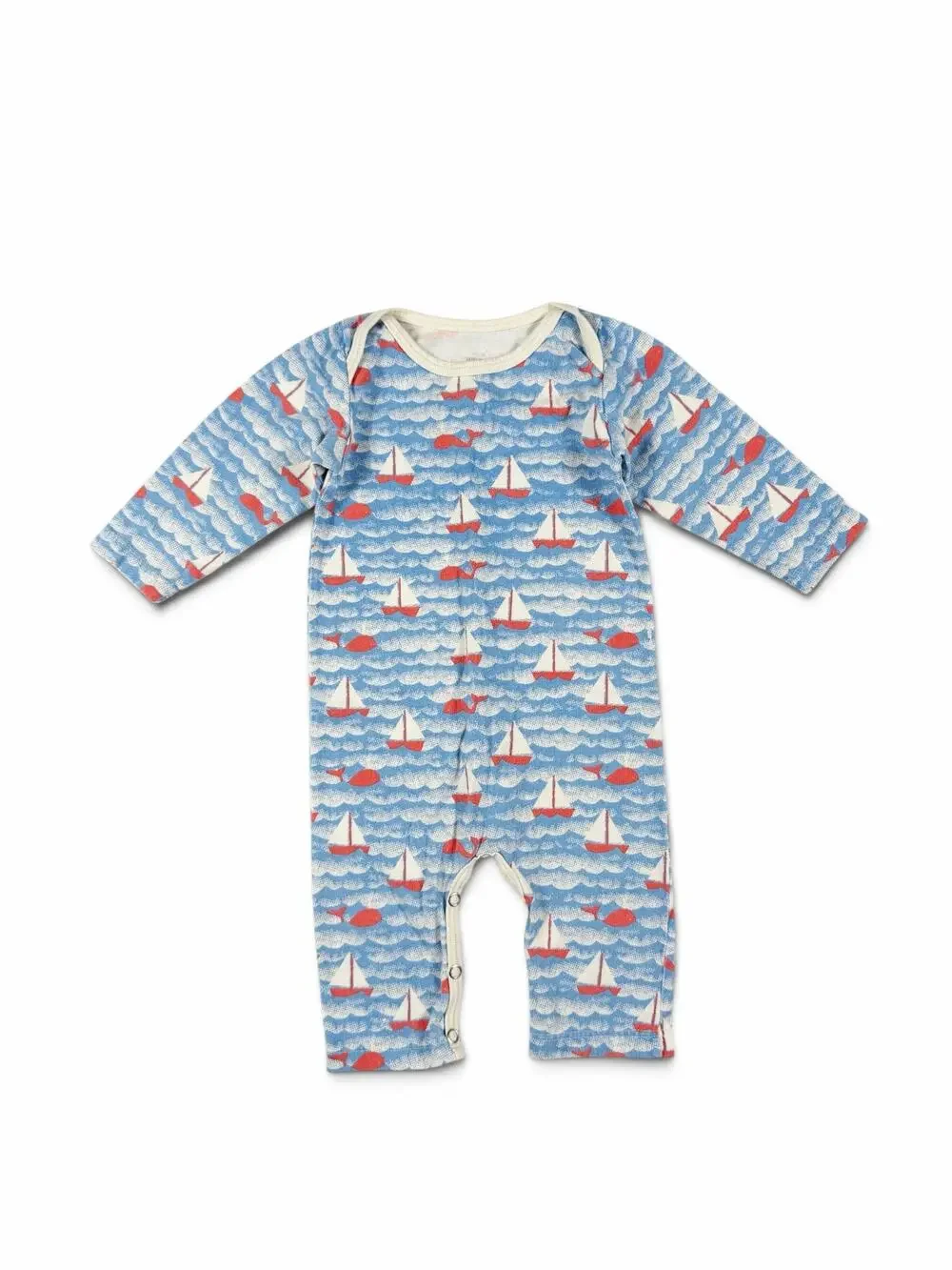 Winter Water Factory Sailboats Long Sleeve Romper Blue Red Size 3 Months